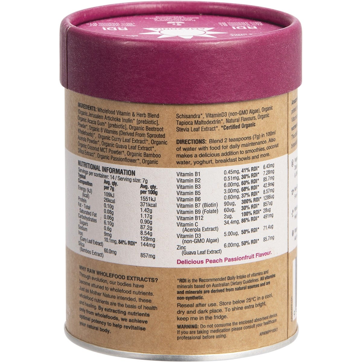 Amazonia Raw Wholefood Extracts Women's Multi Peach Passionfruit