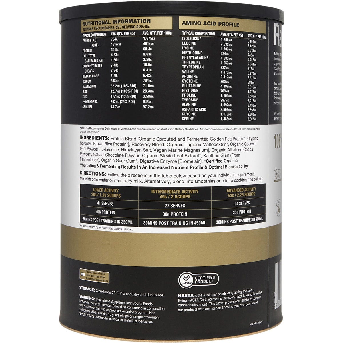 Amazonia RawFit Plant Protein Perform & Recover Rich Chocolate