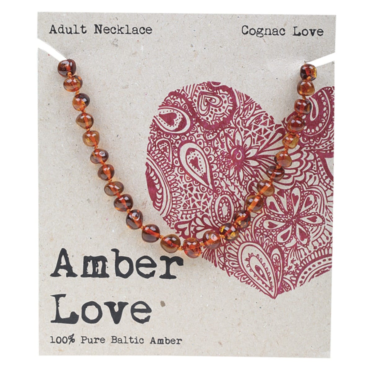 Adult's Necklace 100% Baltic Amber Cognac