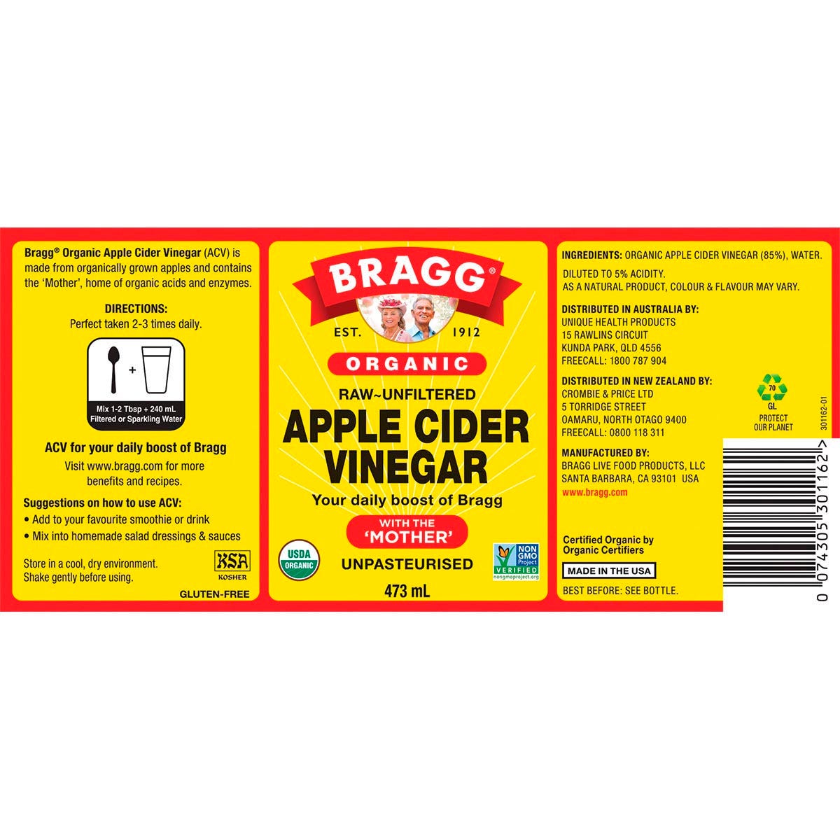 Bragg Apple Cider Vinegar Unfiltered with The Mother