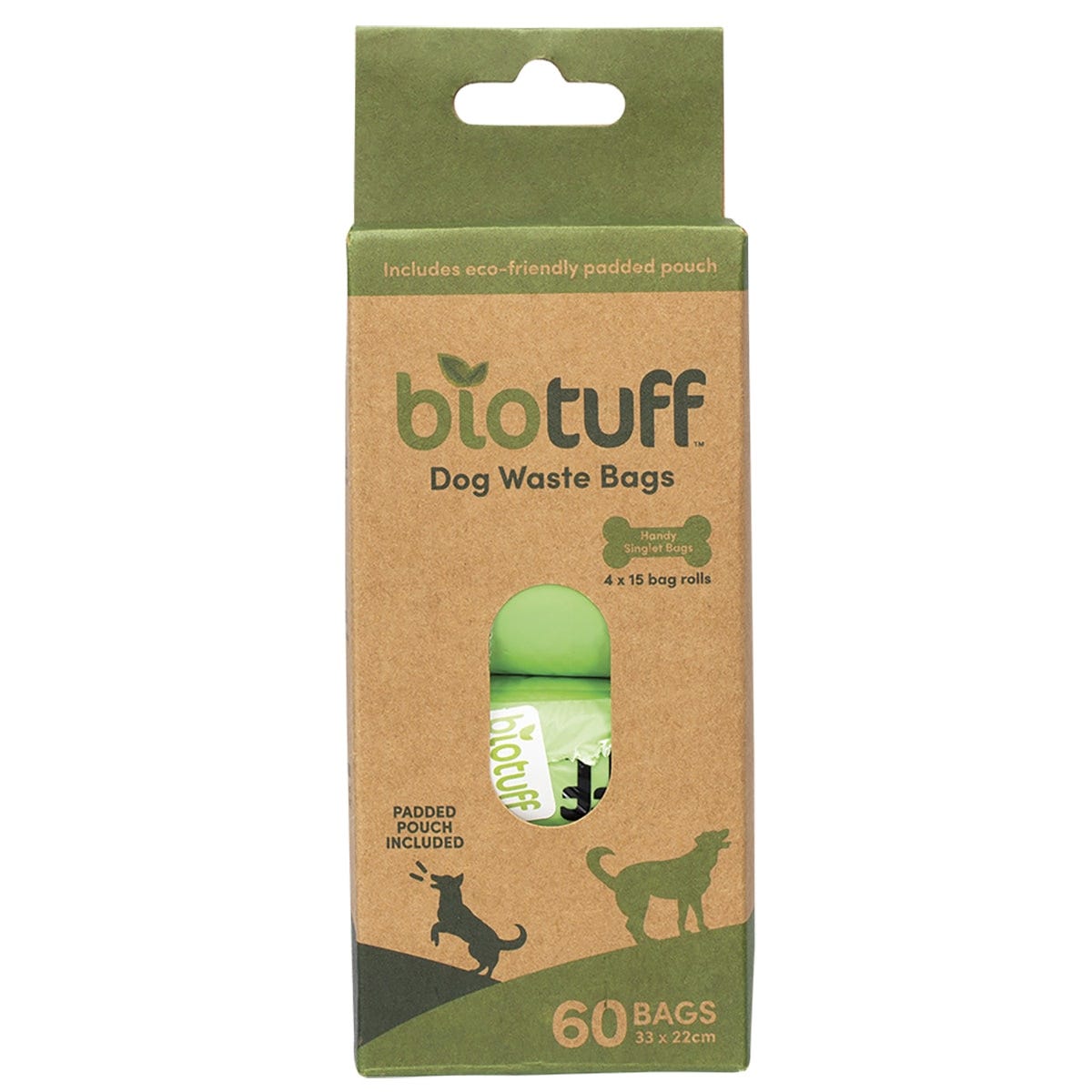 Biotuff Dog Waste Bags & Dispenser 4 x 15 Bag Rolls
