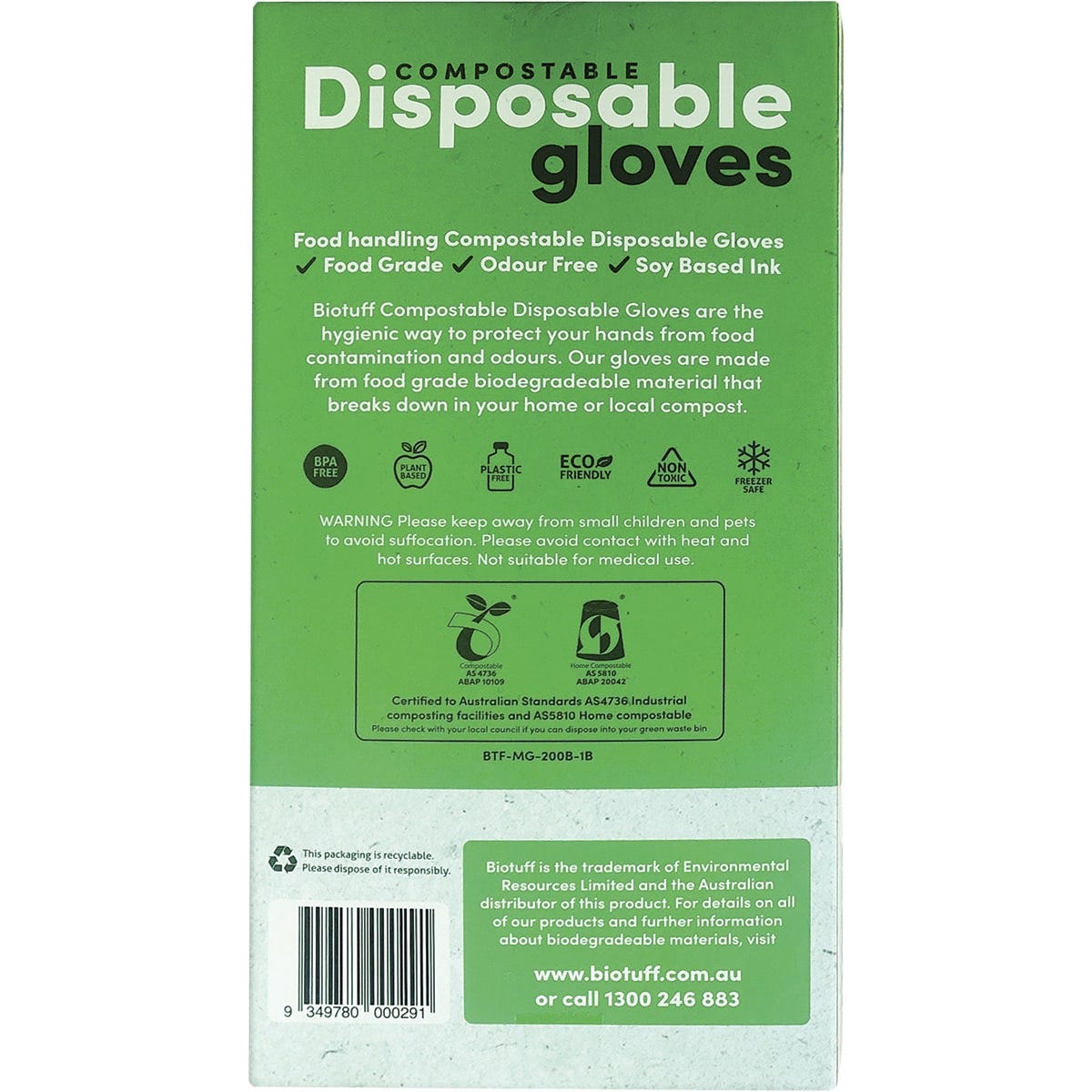 Biotuff Compostable Disposable Gloves Medium