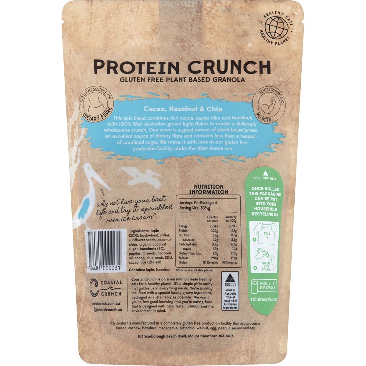 Coastal Crunch Protein Crunch Granola Cacao, Hazelnut & Chia