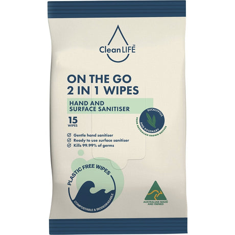 2 In 1 Plastic Free Wipes Hand and Surface Sanitiser