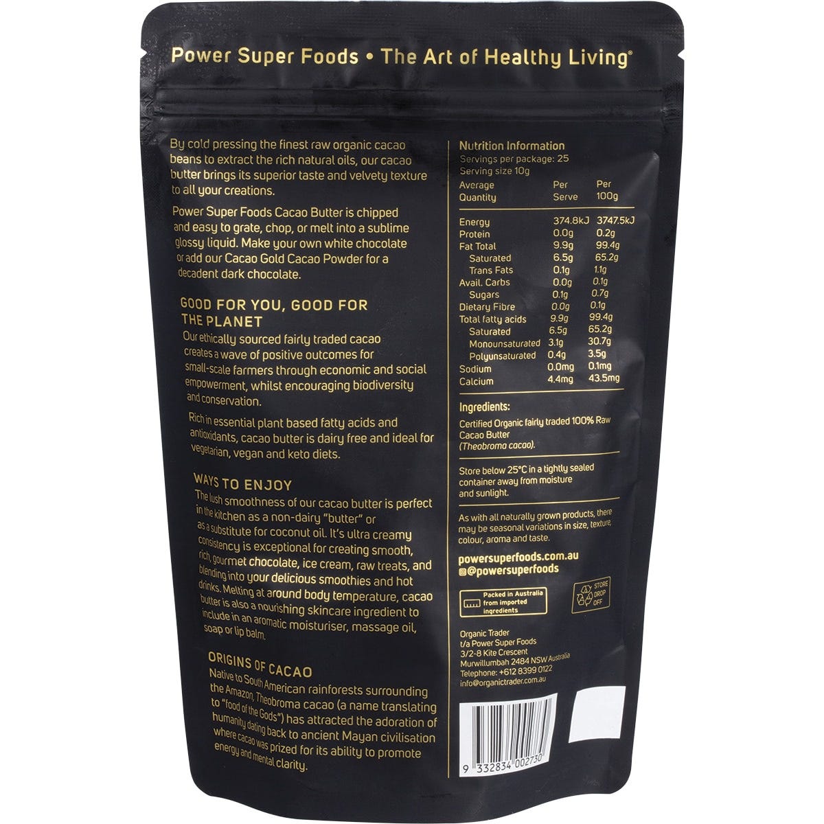 Power Super Foods Cacao Gold Raw Cacao Butter