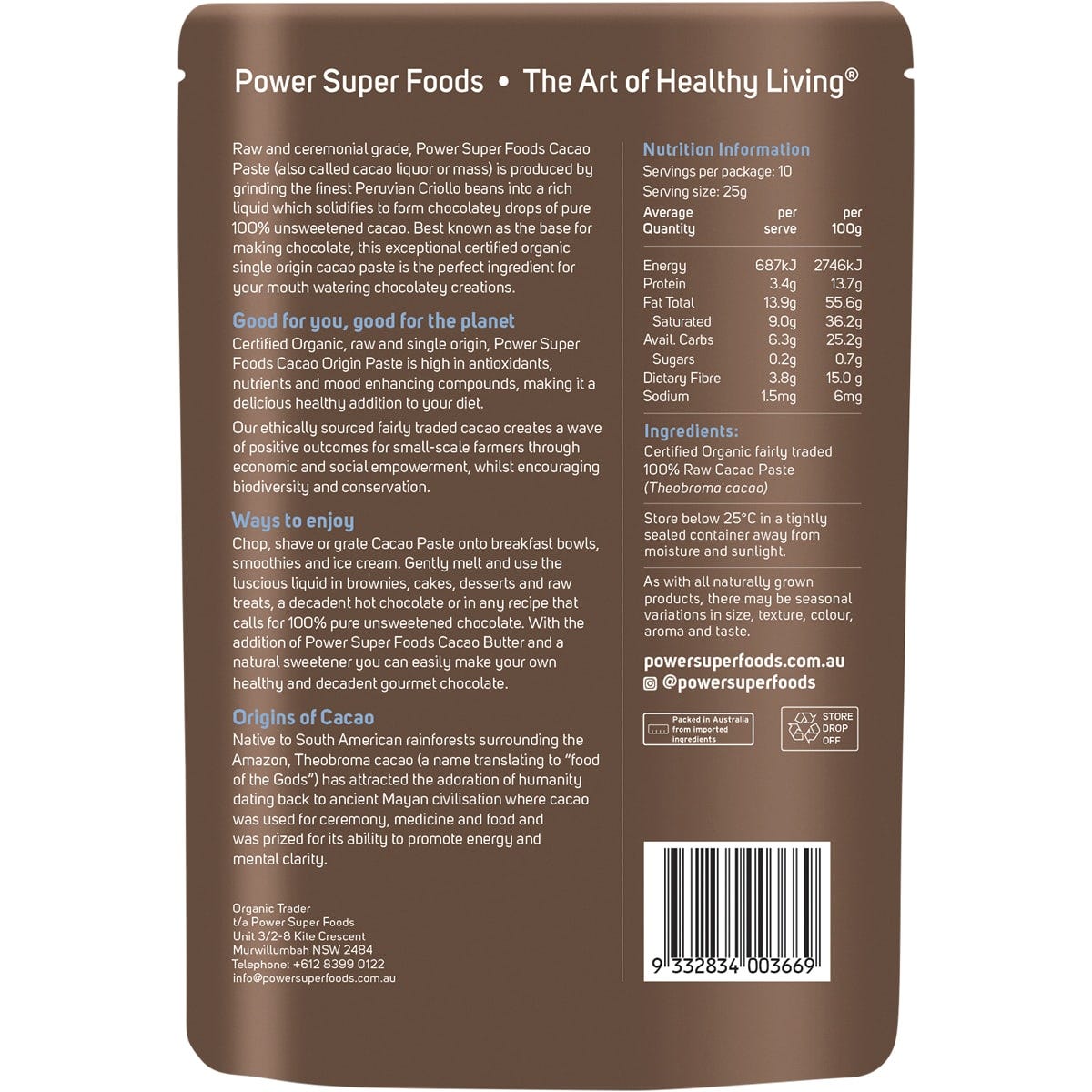 Power Super Foods Cacao Paste Buttons The Origin Series