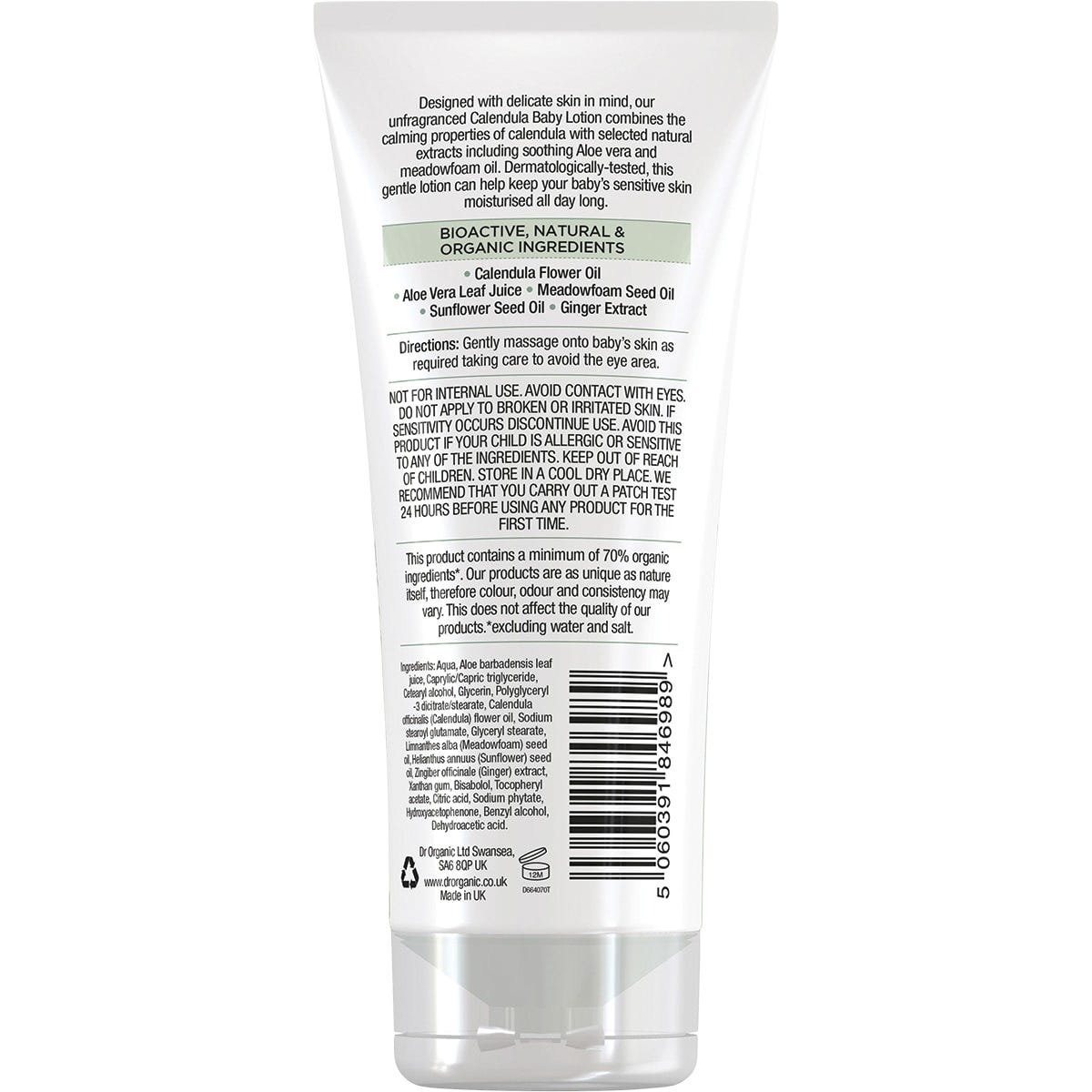 Dr Organic Unfragranced Baby Lotion Organic Calendula