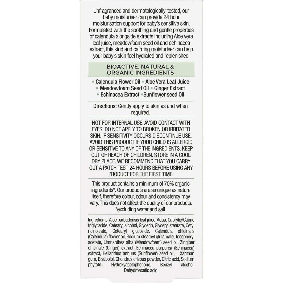 Dr Organic Unfragranced Baby Moisturiser Organic Calendula