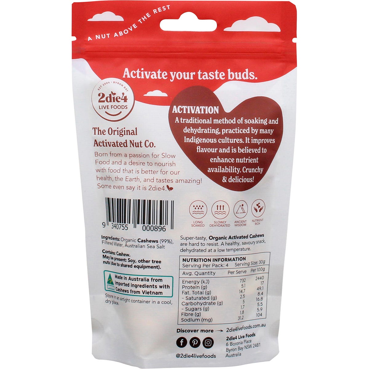 2Die4 Live Foods Organic Activated Cashews