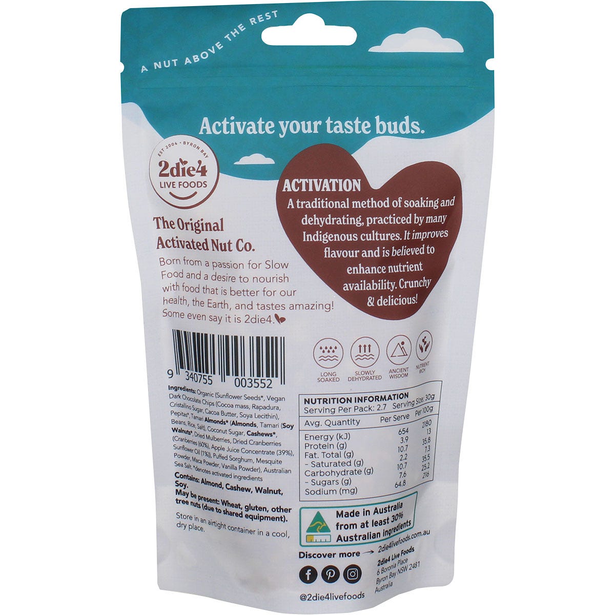 2Die4 Live Foods Organic Activated Trail Mix