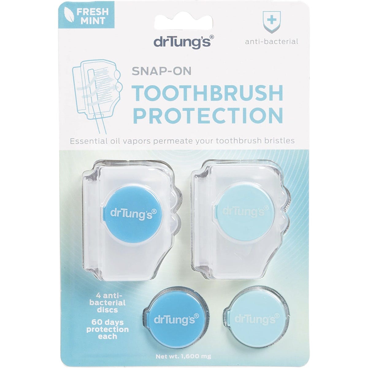 Dr Tung's Toothbrush Protection with 2 Refills (Colour May Vary)