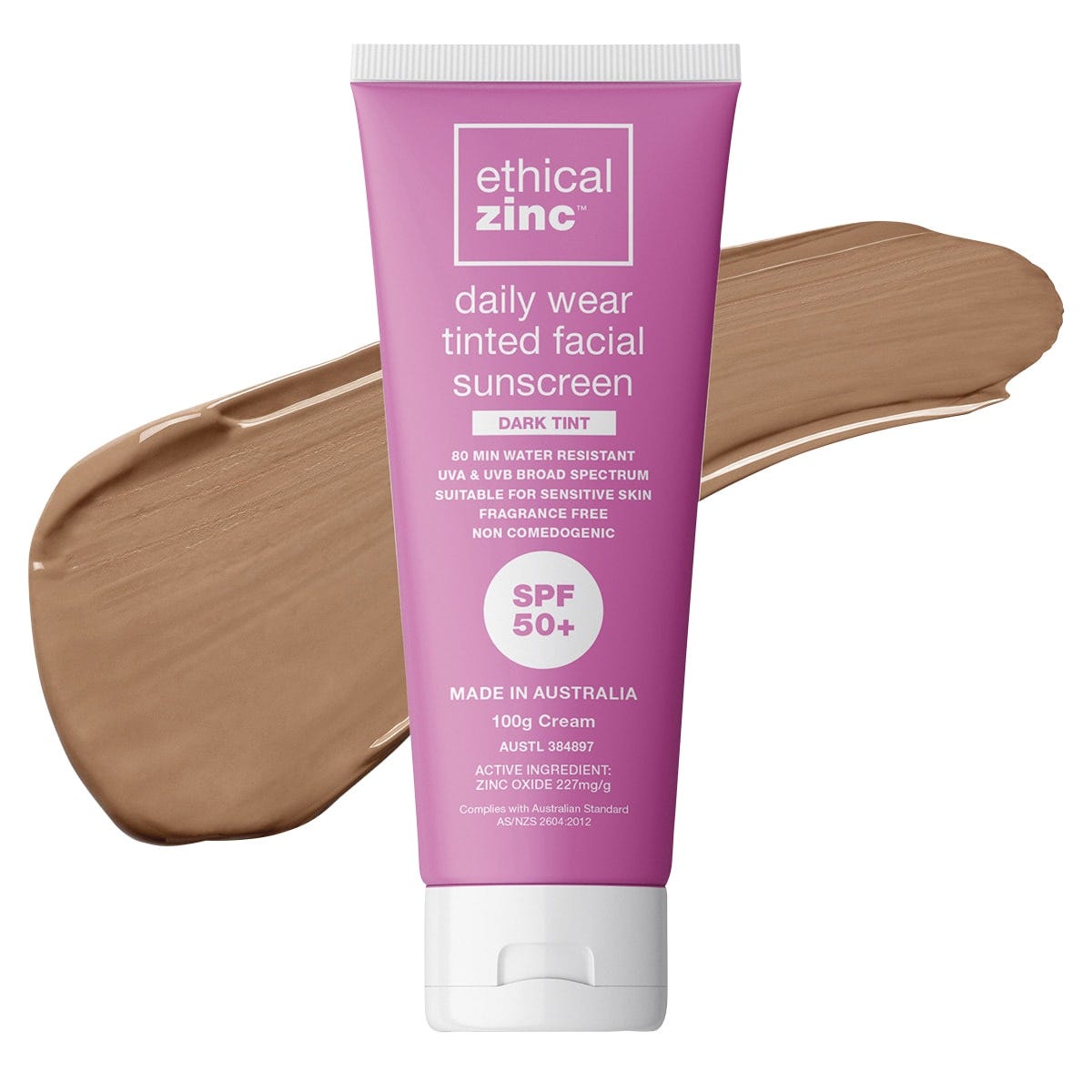 Ethical Zinc Daily Wear Tinted Facial Sunscreen Dark Tint SPF 50+