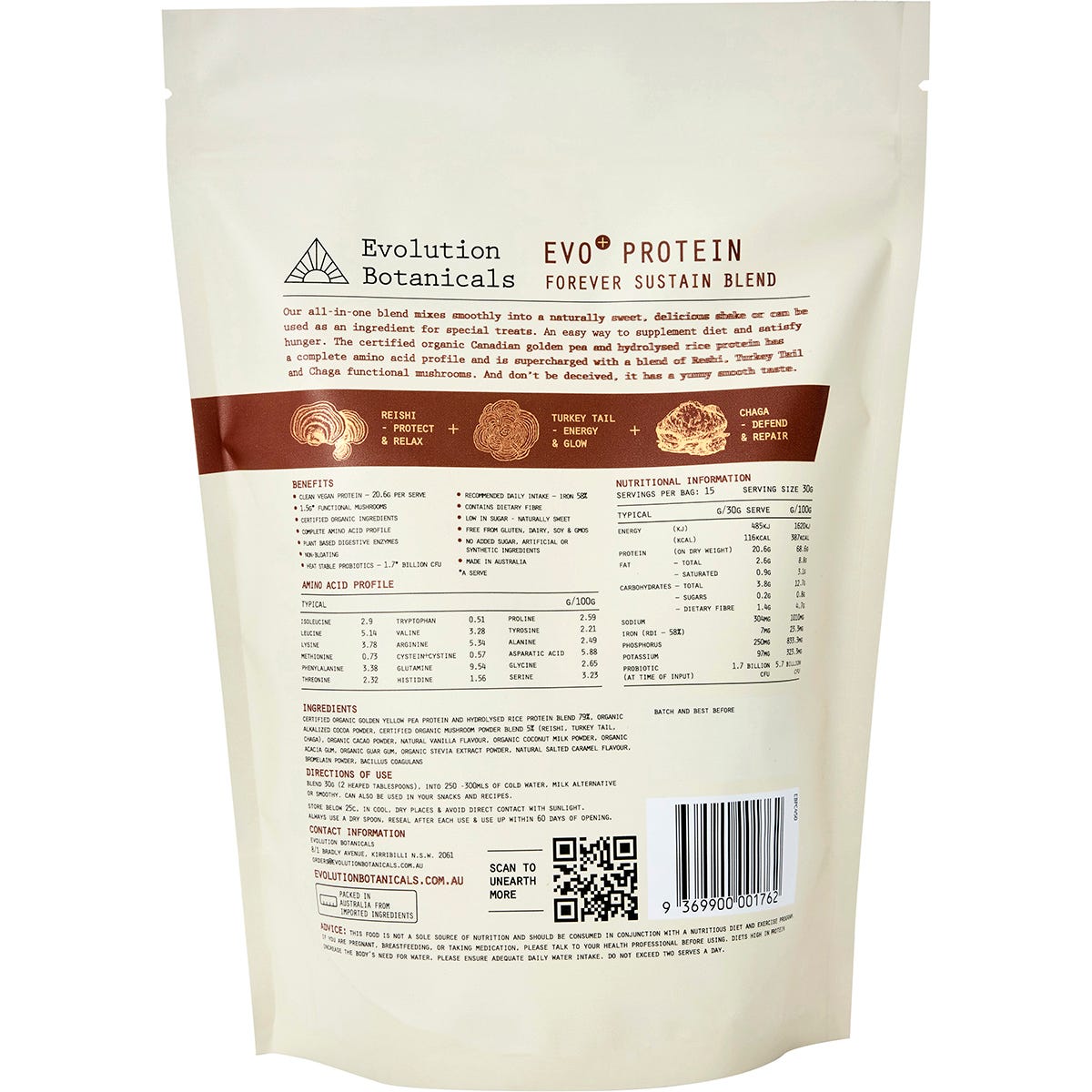 Evolution Botanicals EVO Protein Forever Sustain Blend Smooth Chocolate