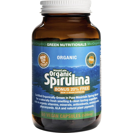 Mountain Organic Spirulina Vegan Capsules 520mg