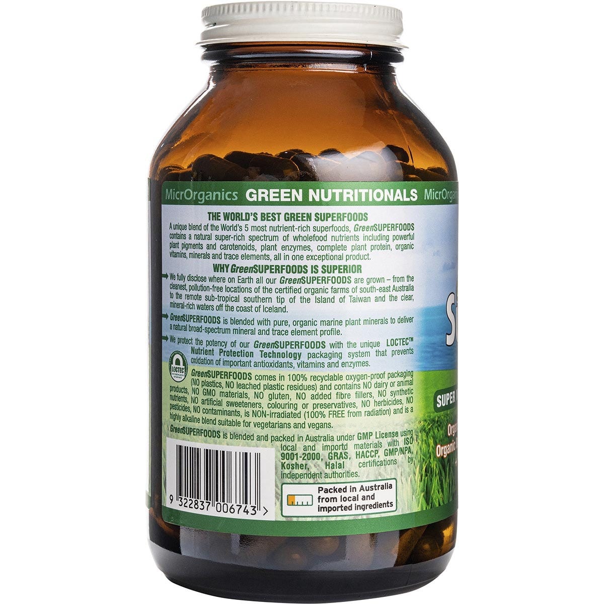 Green Nutritionals Organic Green Superfoods Vegan Capsules 600mg