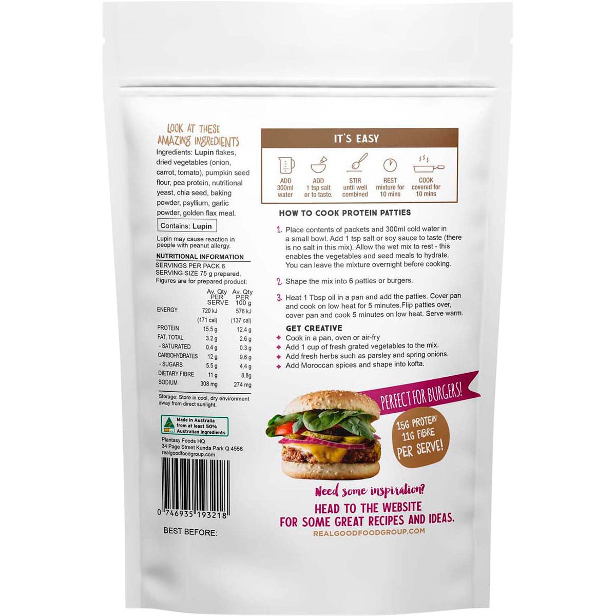 Plantasy Foods Protein Patty Mix Original