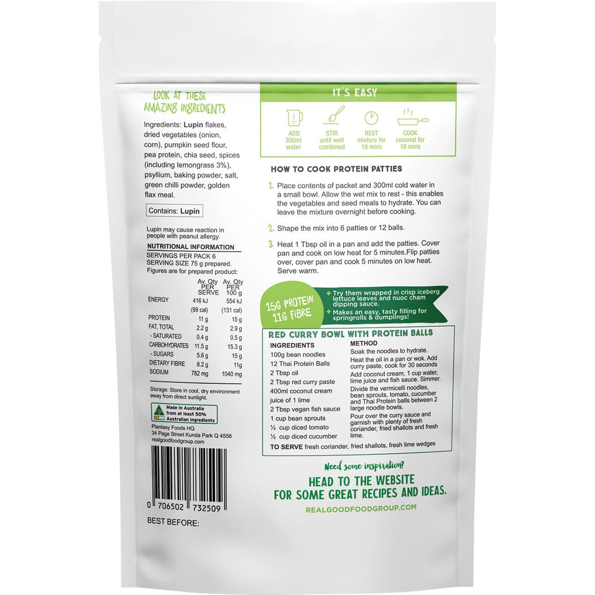 Plantasy Foods Protein Patty Mix Fresh Thai