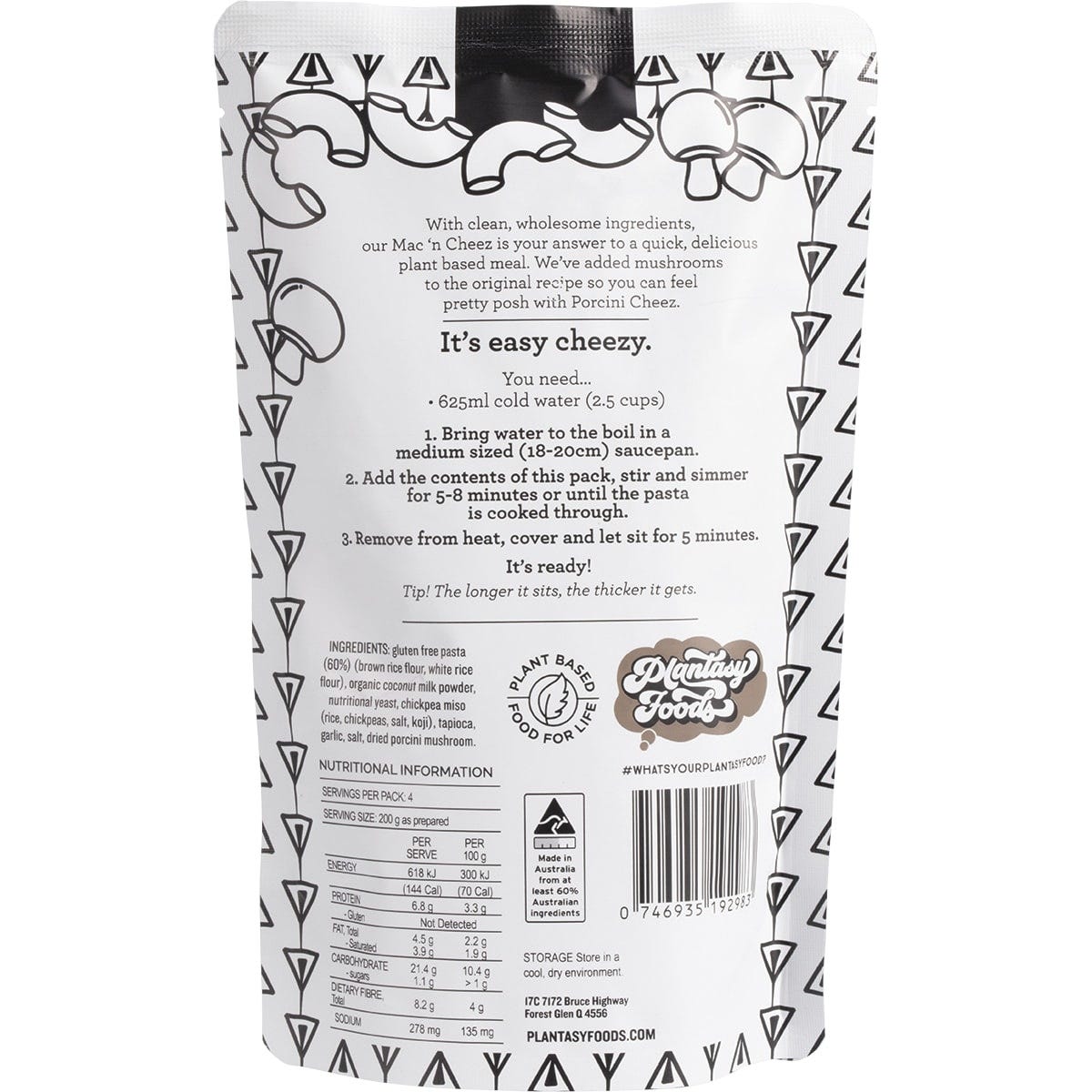 Plantasy Foods Mac 'n Cheez Porcini Cheez