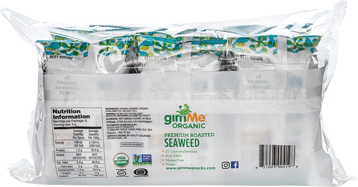 Gimme Roasted Seaweed Snacks Sea Salt Multi Pack