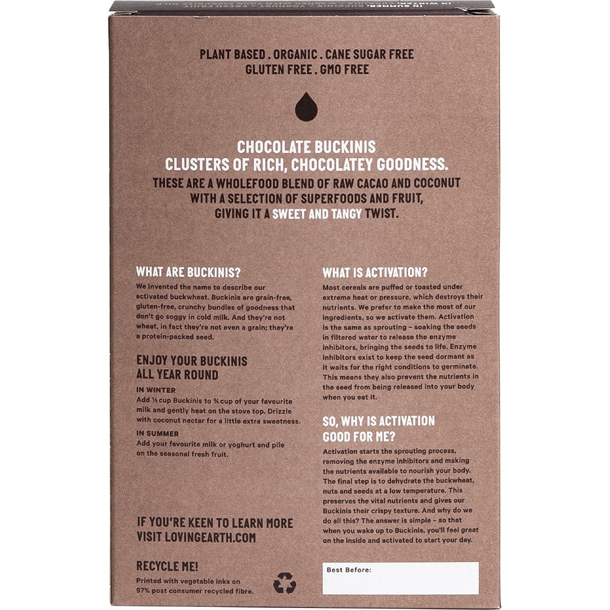 Loving Earth Buckinis Chocolate Clusters