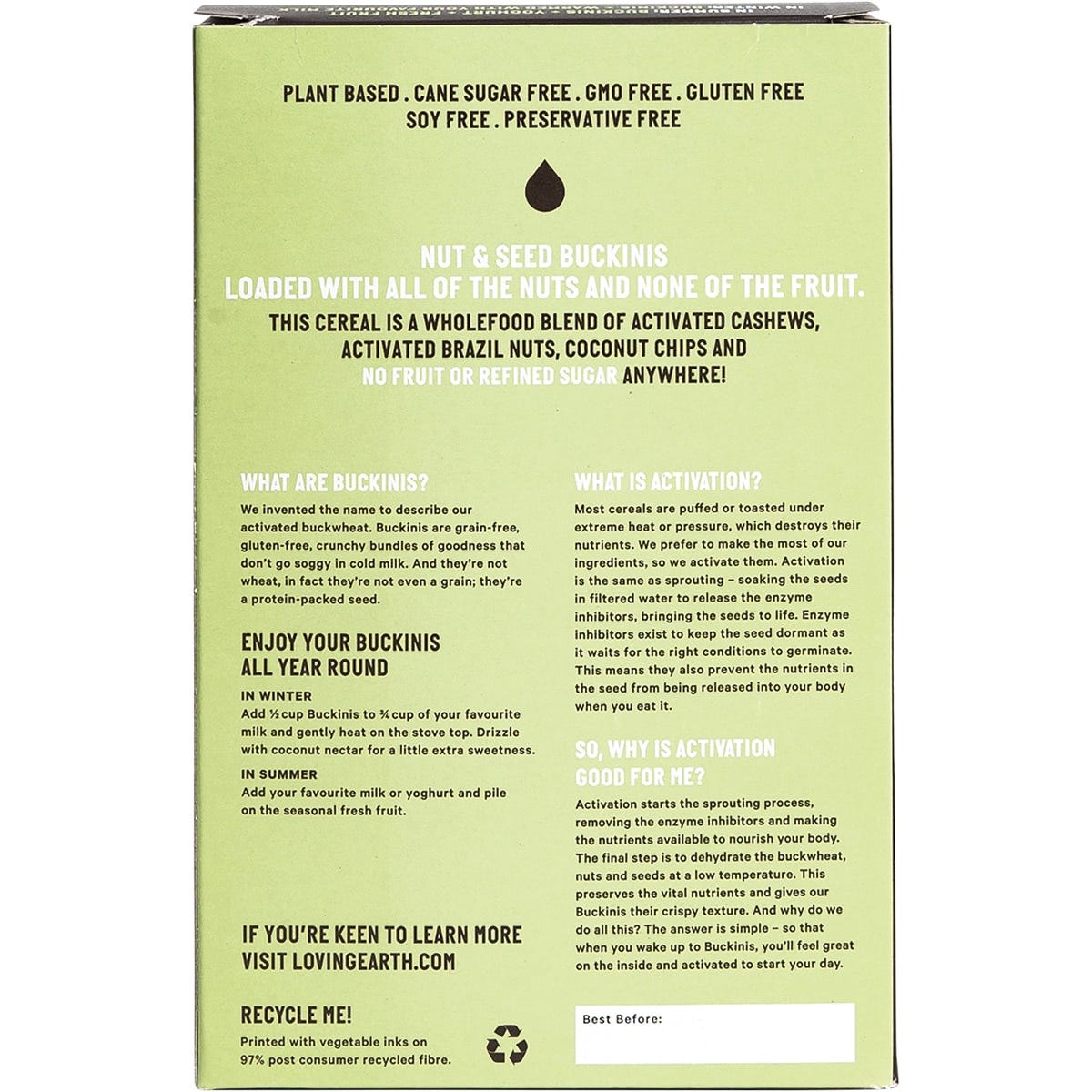 Loving Earth Buckinis Nut & Seed Cereal