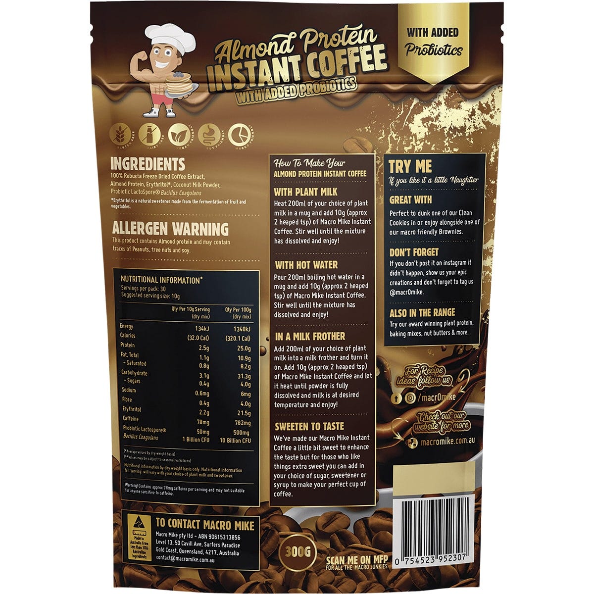 Macro Mike Premium Almond Protein Instant Coffee
