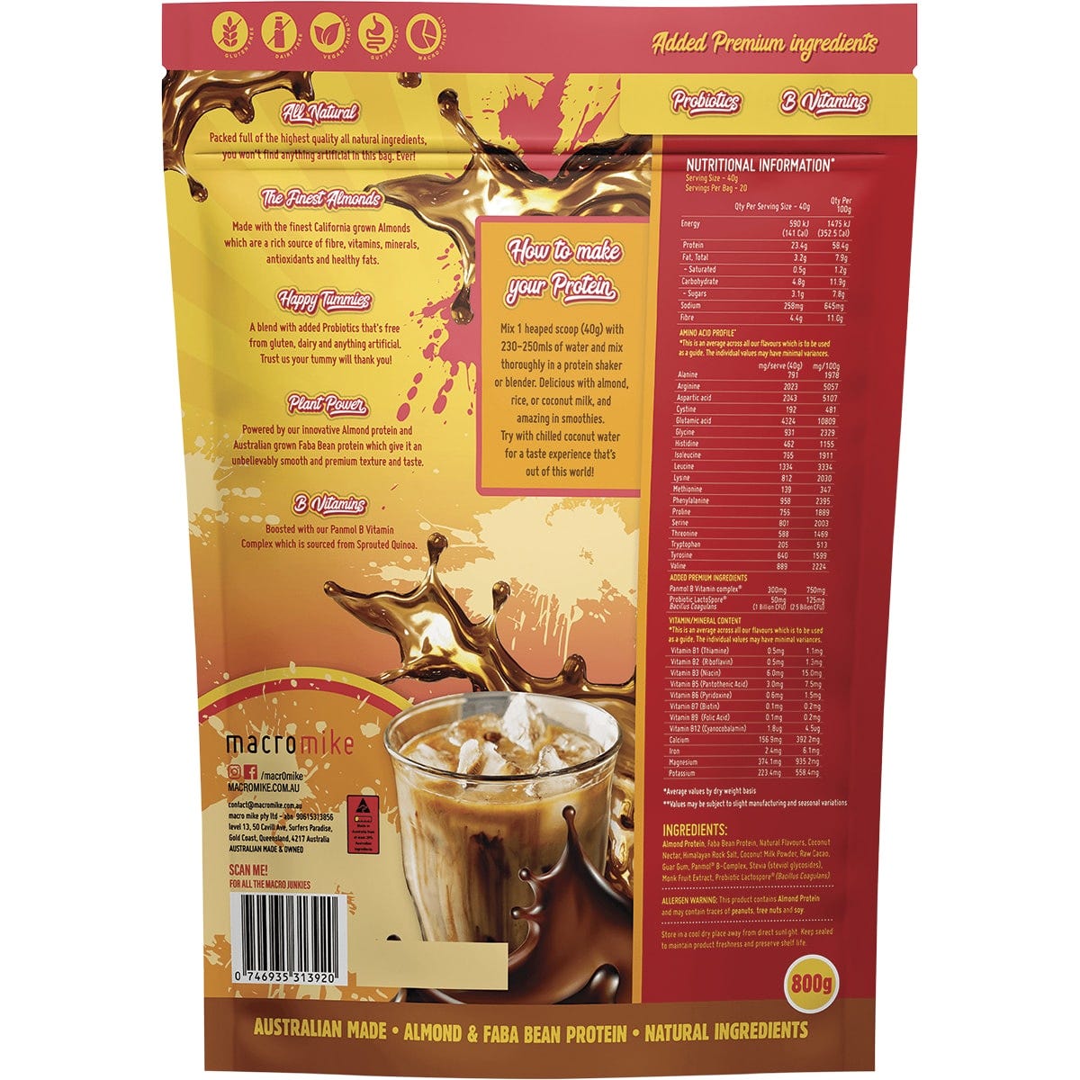 Macro Mike Premium Almond Protein Iced Mocha Latte