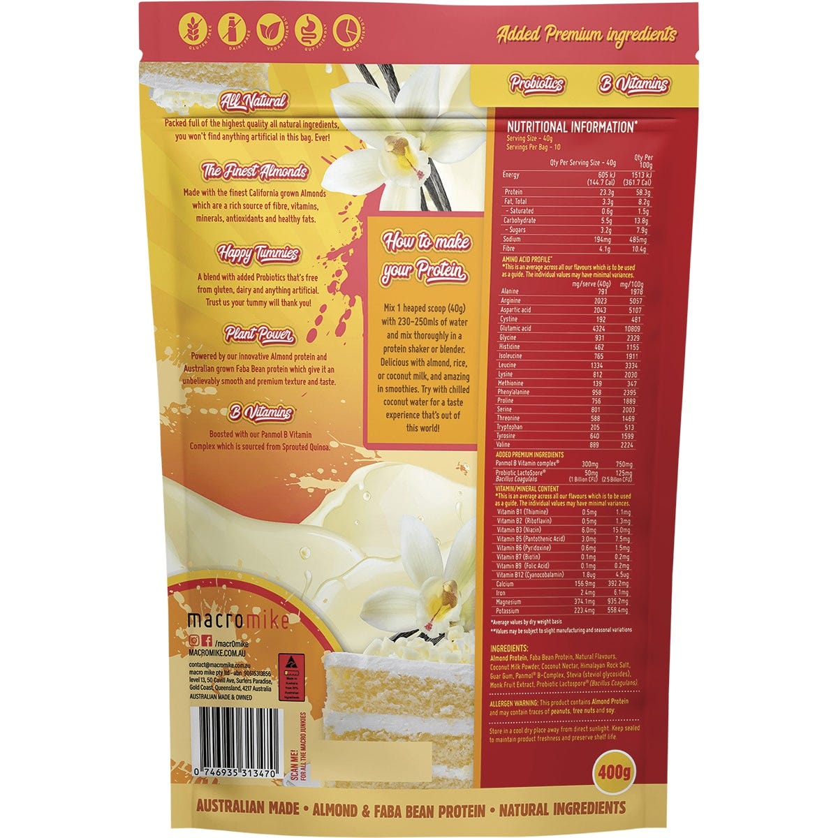 Macro Mike Premium Almond Protein Vanilla Buttercream