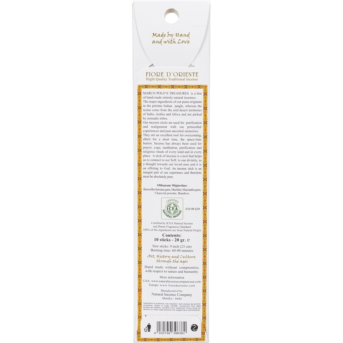 Marco Polo's Treasures Incense Sticks Olibanum Migiurtino
