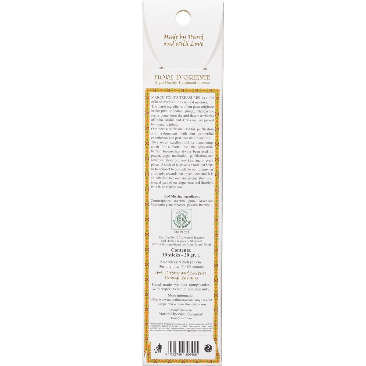 Marco Polo's Treasures Incense Sticks Red Mirrha