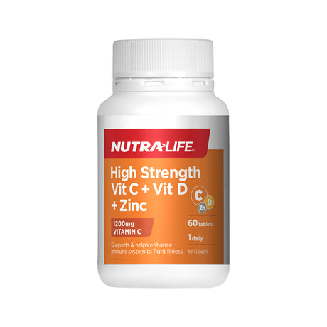 NutraLife High Strength Vit C + Vit D + Zinc 60t