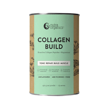 Nutra Organics Collagen Build with Bioactive Collagen Peptides + Magnesium Unflavoured 450g