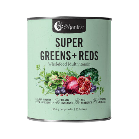 Nutra Organics Organic Super Greens + Reds (Wholefood Multivitamin) 300g