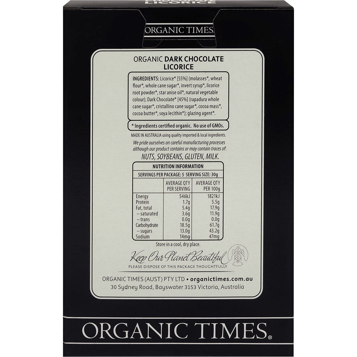 Organic Times Dark Chocolate Licorice