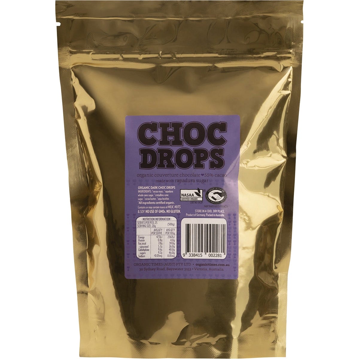 Organic Times Choc Drops Dark Couverture Drops