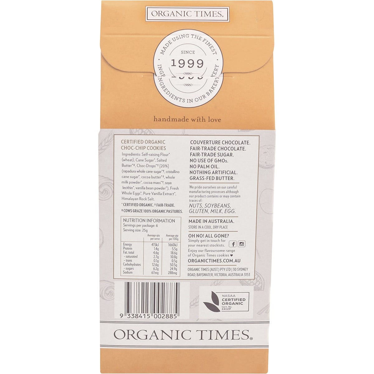 Organic Times Cookies Choc Chip
