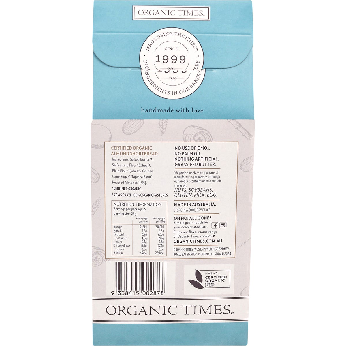 Organic Times Cookies Almond Shortbread