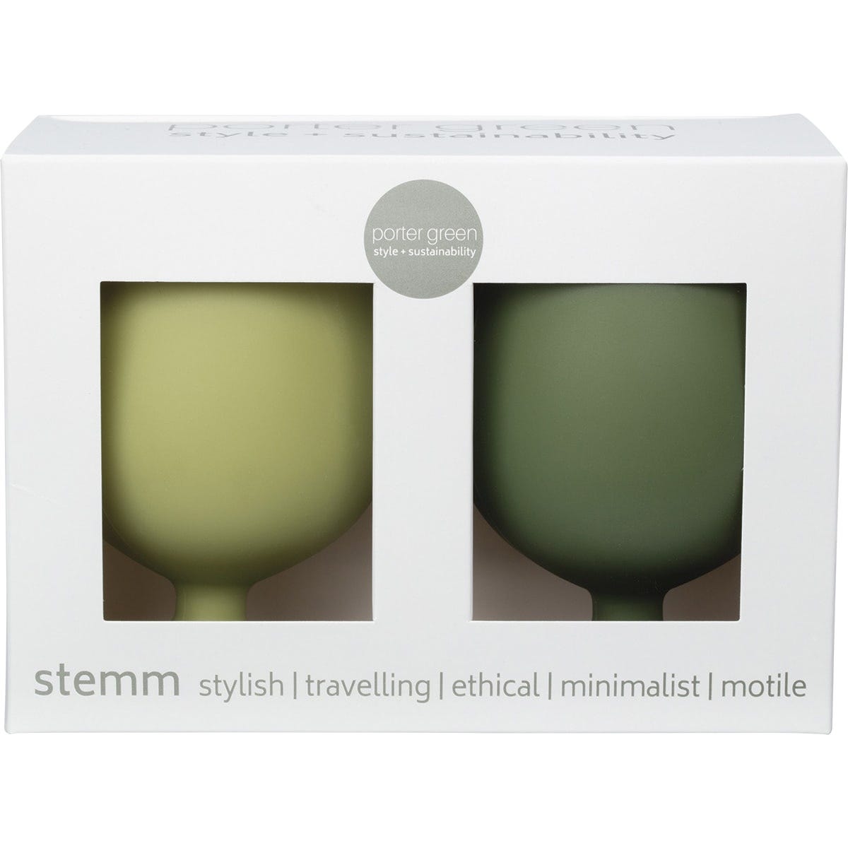 Porter Green Stemm Silicone Wine Glass Set Stirling