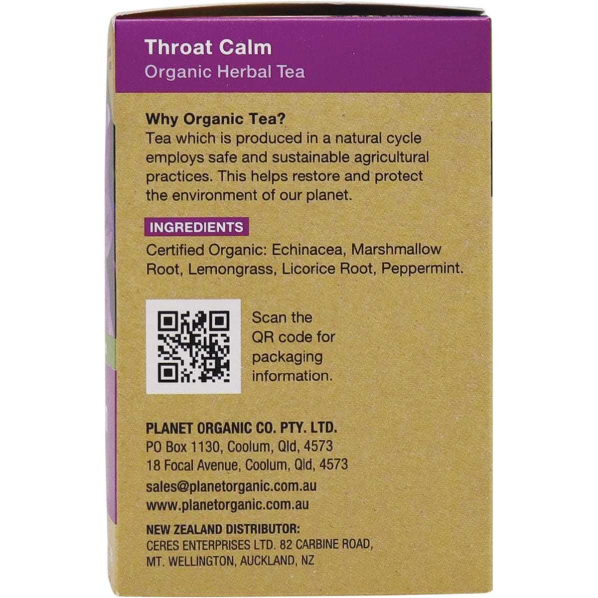 Planet Organic Herbal Tea Bags Throat Calm