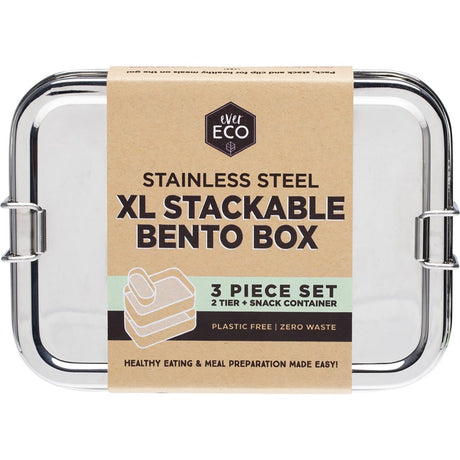 Stainless Steel XL Stackable 2 Tier Bento +Mini Snack