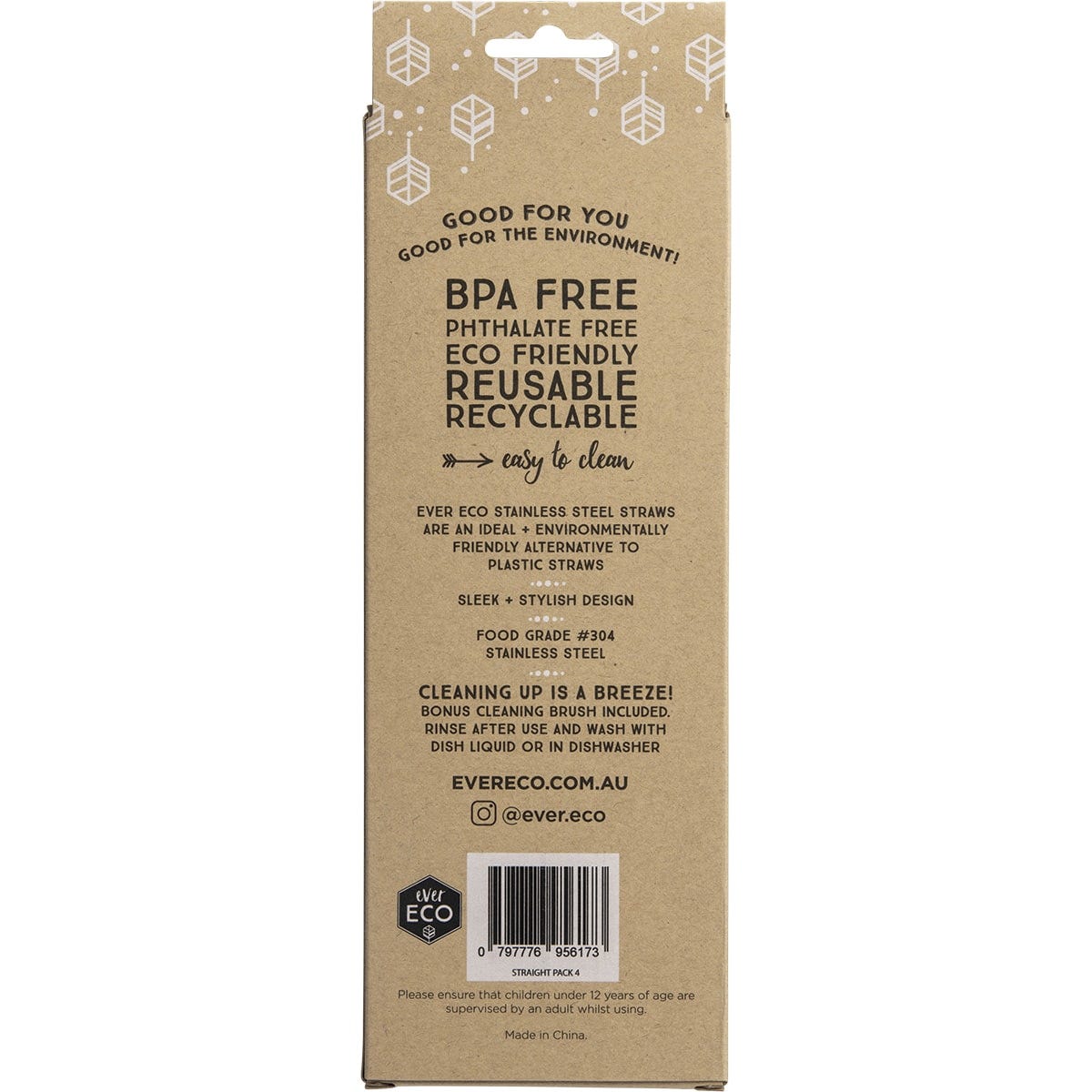 Ever Eco Stainless Steel Straws Straight