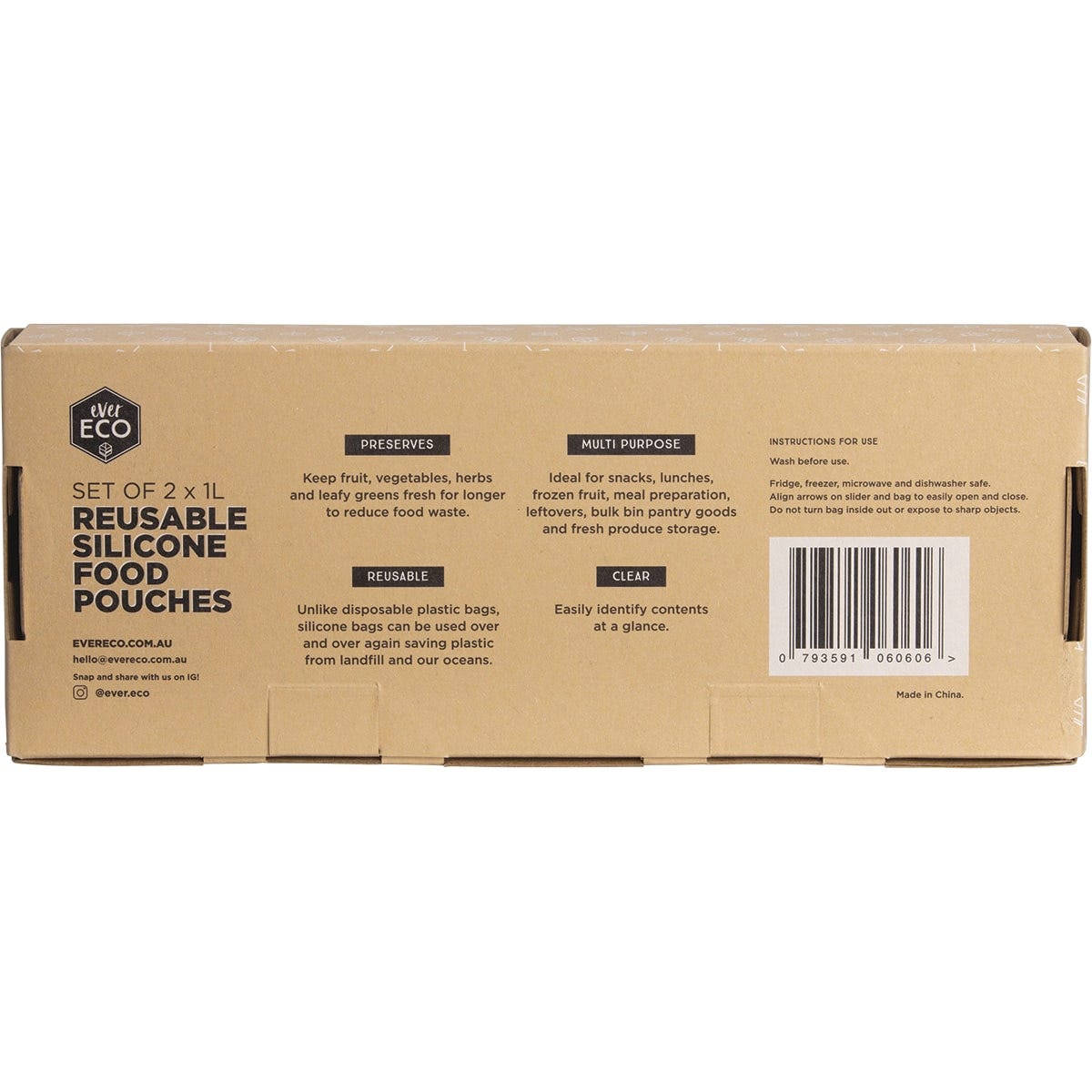 Ever Eco Reusable Silicone Food Pouches Set of 2 x 1L