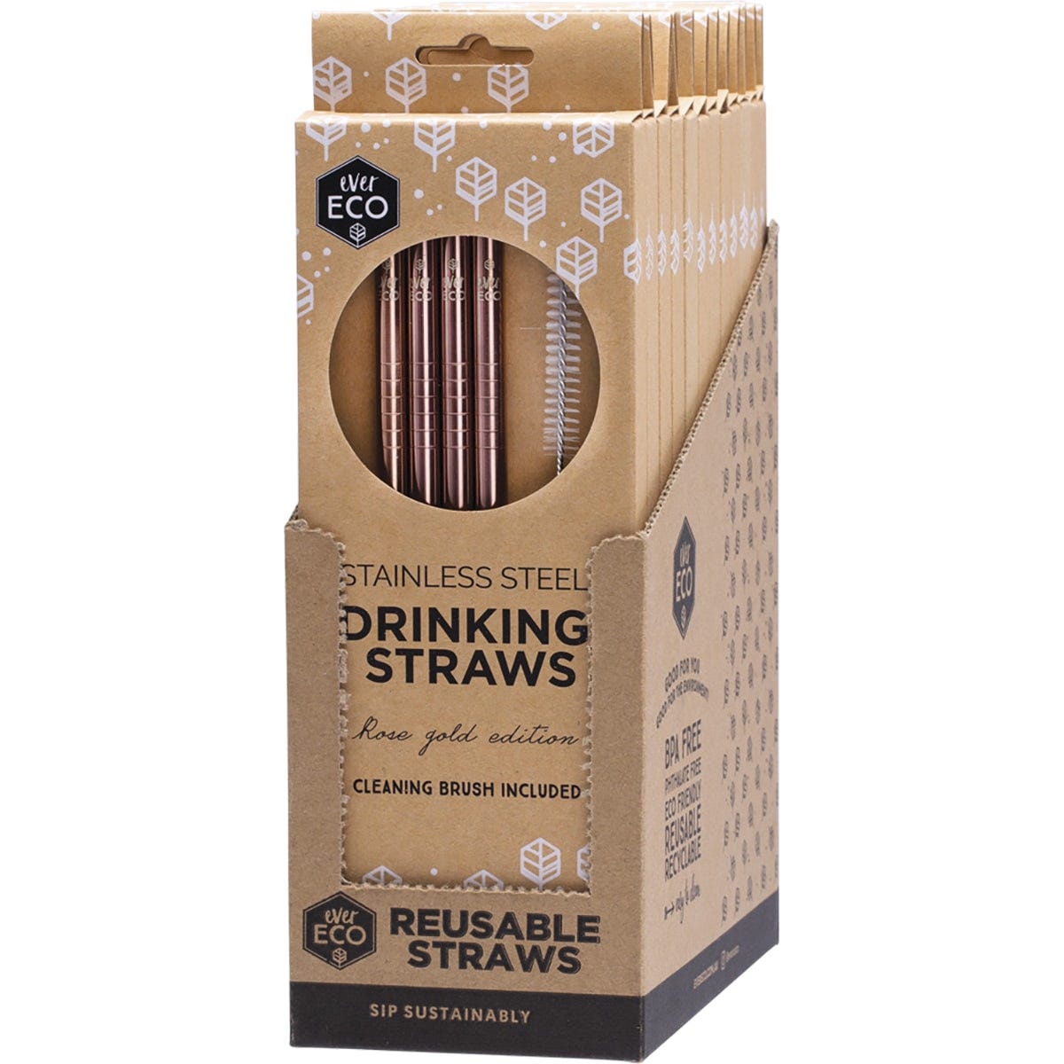Ever Eco Stainless Steel Straws Straight Rose Gold