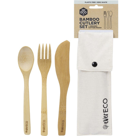 Bamboo Cutlery Set with Organic Cotton Pouch