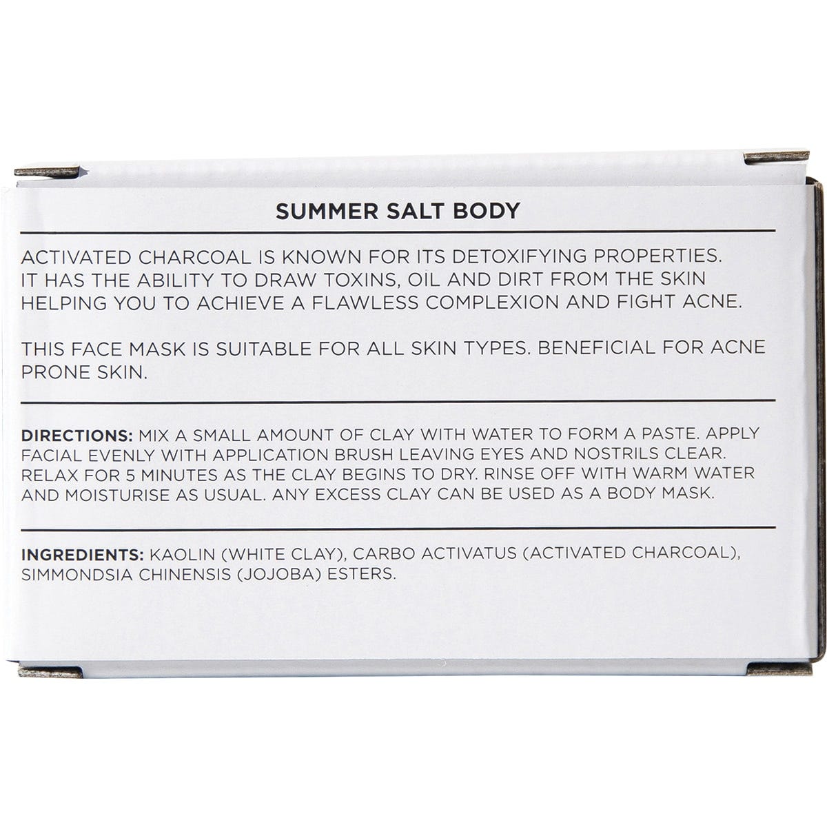 Summer Salt Body Face Mask Charcoal Clay