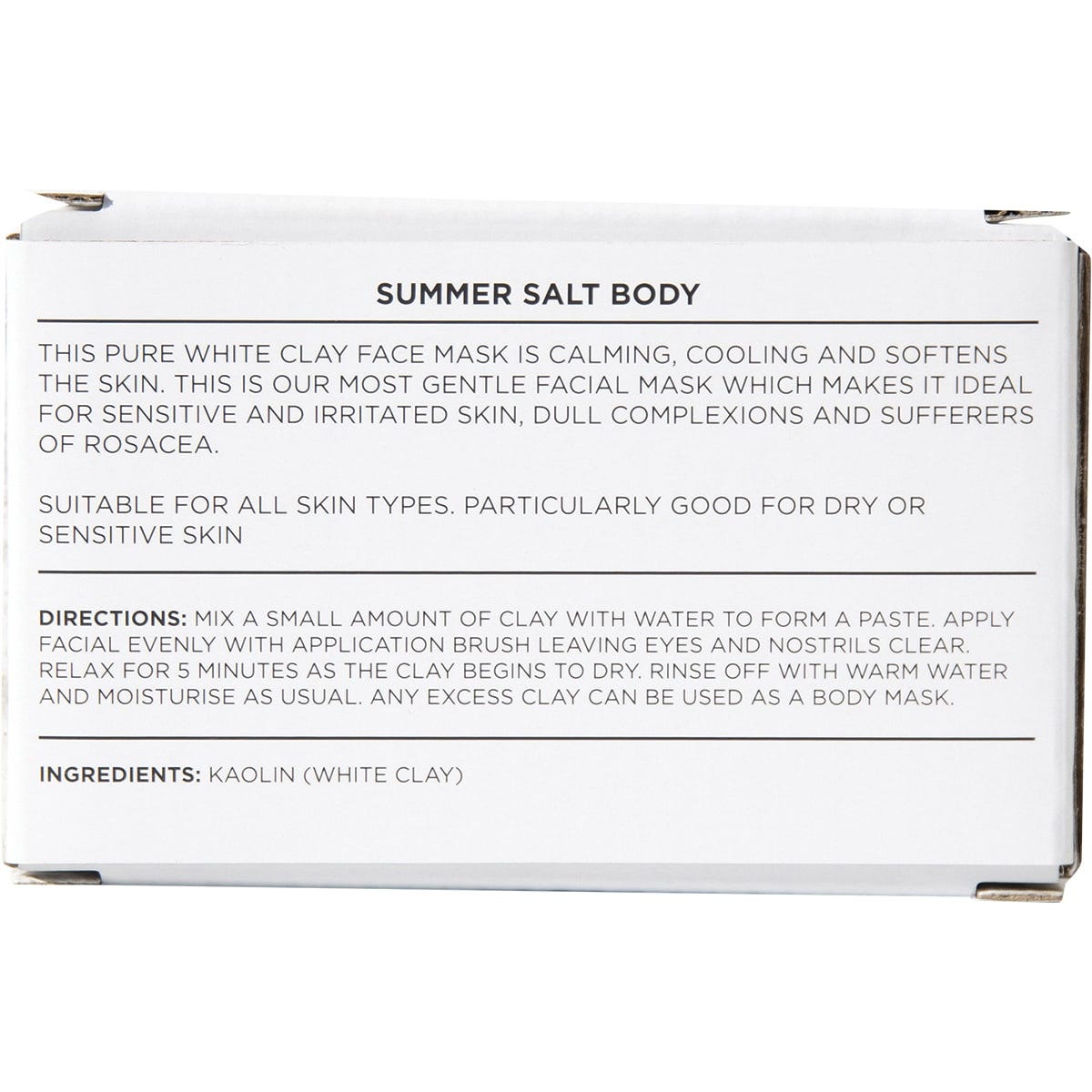 Summer Salt Body Face Mask White Clay