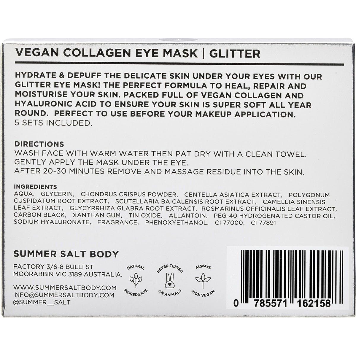 Summer Salt Body Vegan Collagen Eye Mask Sets Glitter