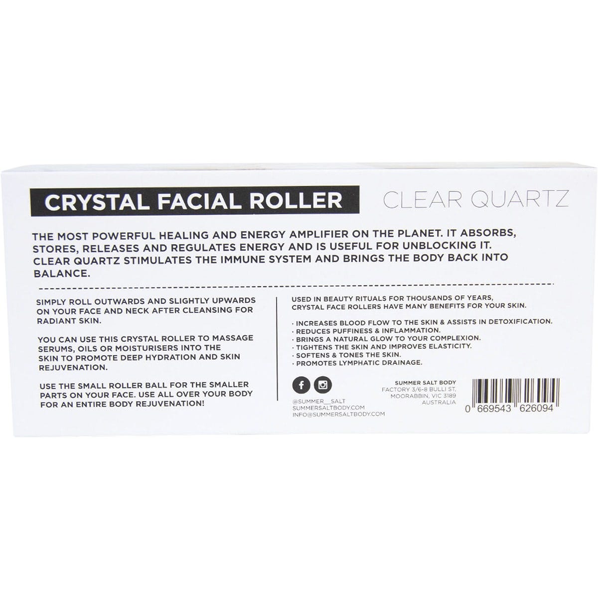Summer Salt Body Crystal Facial Roller Clear Quartz
