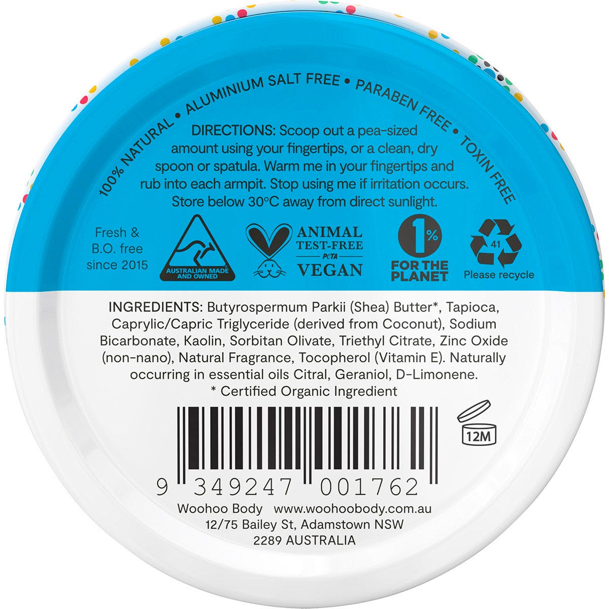 Woohoo Body Deodorant Paste Tin Surf Regular Strength