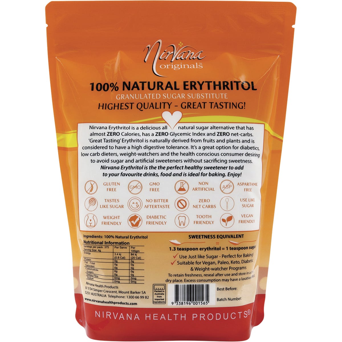 Nirvana Organics Erythritol 100% Natural